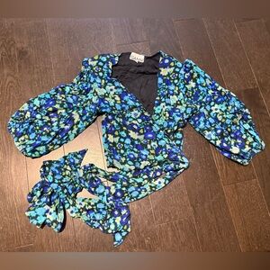 Ganni Floral Wrap Blouse, Size: XS (Ganni Size: 34)